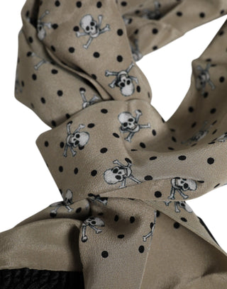 Graue Totenköpfe Seide Fransen Herren Foulard Schal