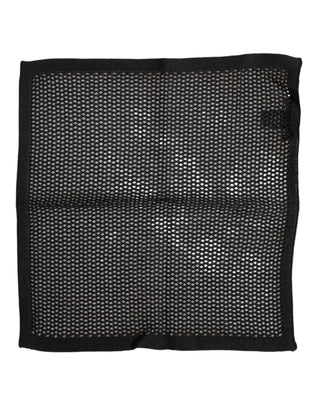 Black Patterned Cotton Square Foulard Scarf