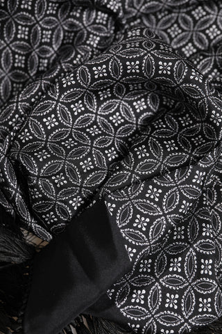 Black Patterned Fringes Men Foulard Scarf