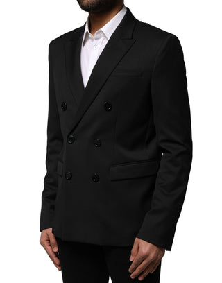 Schwarze zweireihige Herren-Anzugjacke Sakko