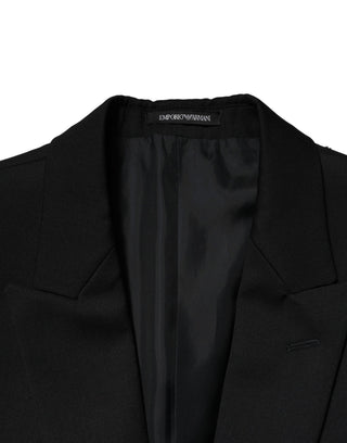 Schwarze zweireihige Herren-Anzugjacke Sakko