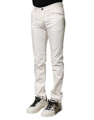 Weiße Baumwoll-Skinny-Jeans für Herren