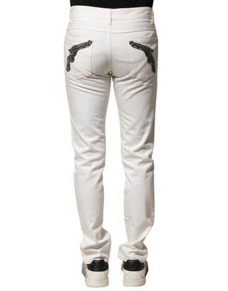 Weiße Baumwoll-Skinny-Jeans für Herren