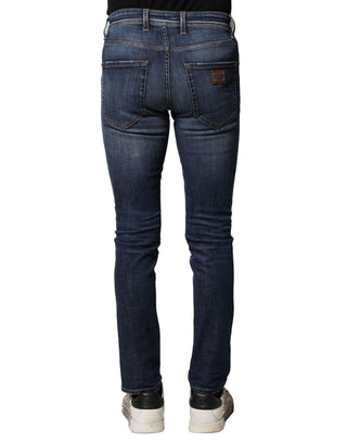 Blaue Herren-Jeans aus gewaschener Baumwolle im Slim Fit
