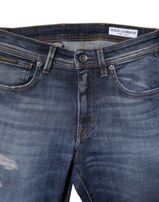 Blaue Herren-Jeans aus gewaschener Baumwolle im Slim Fit