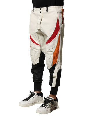 Pantalones entallados multicolor de piel de cordero para hombre