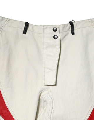 Pantalones entallados multicolor de piel de cordero para hombre