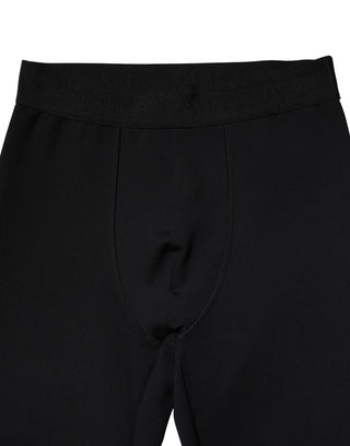 Black Nylon Elastic Logo Men Leggings Pants
