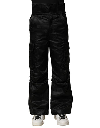 Schwarze Nylonhose mit geradem Bein und DG-Logo