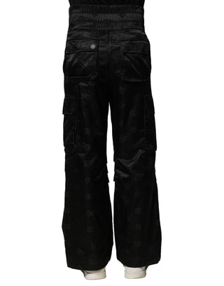 Schwarze Nylonhose mit geradem Bein und DG-Logo