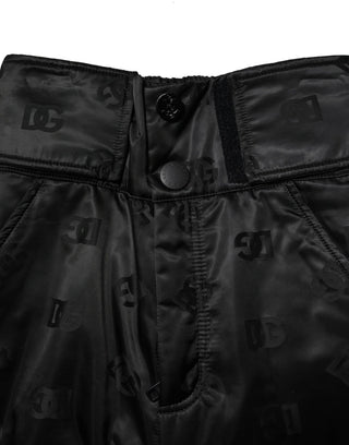 Schwarze Nylonhose mit geradem Bein und DG-Logo