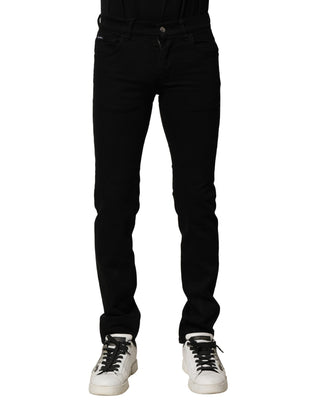 Jeans ajustados para hombre de mezclilla de algodón elástico negro