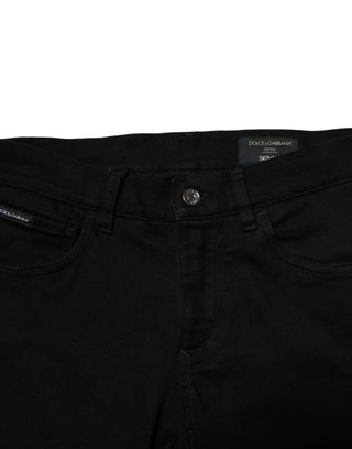 Black Cotton Stretch Skinny Men Denim Jeans