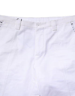 Weiße Baumwollhose für Herren mit geradem Logo-Schnitt