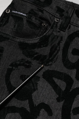 Gray Cotton DG Logo Straight Men Denim Jeans