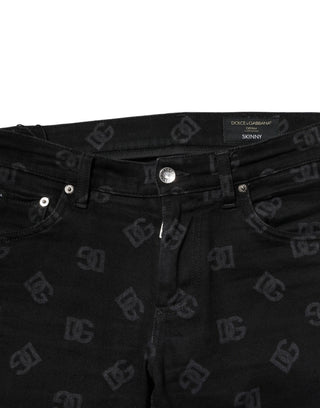 Black Cotton DG Logo Skinny Men Denim Jeans