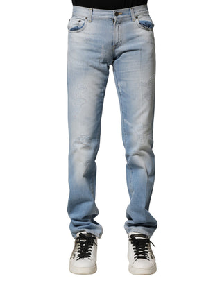 Jeans rectos azul claro lavado de ajuste recto