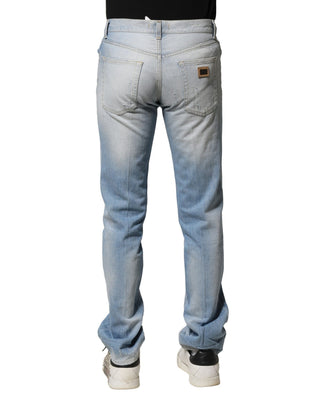 Jeans rectos azul claro lavado de ajuste recto