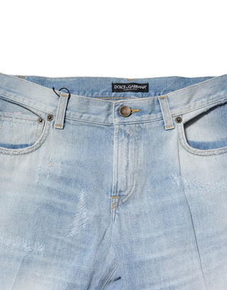 Jeans rectos azul claro lavado de ajuste recto
