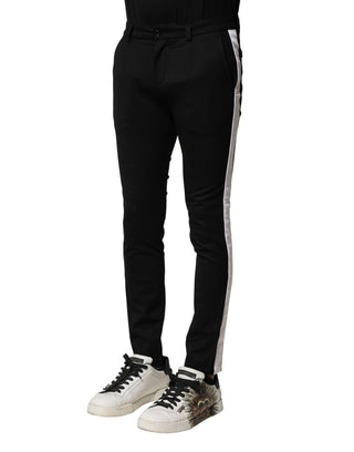 Schwarze Wollhose für Herren, schmal geschnitten, mittelhoher Bund