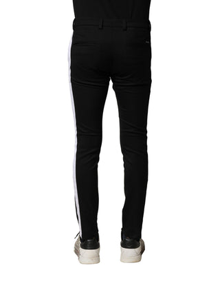Schwarze Wollhose für Herren, schmal geschnitten, mittelhoher Bund