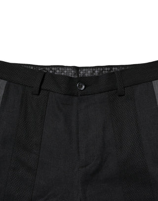 Black Gray Cotton Tapered Men Pants