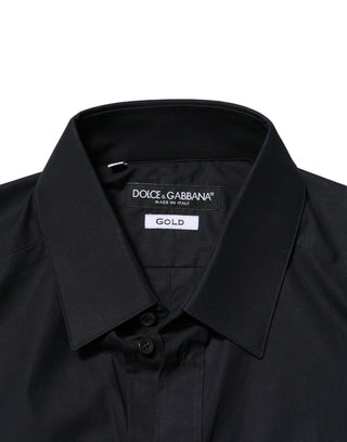 Black Cotton GOLD Long Sleeves Dress Shirt