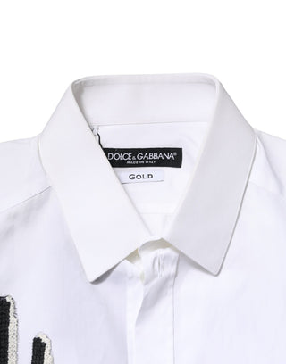 White GOLD Embroidery Detailed Dress Shirt