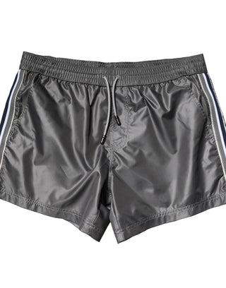 Gray Polyester Mid Waist Casual Bermuda Shorts