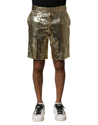 Bermudashorts aus Polyester mit Goldpailletten-Verzierung