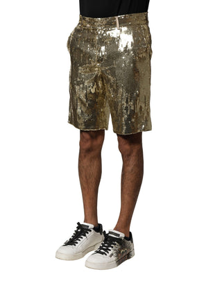 Bermudashorts aus Polyester mit Goldpailletten-Verzierung