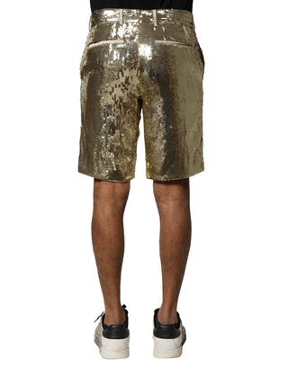 Bermudashorts aus Polyester mit Goldpailletten-Verzierung