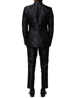 Schwarzer Jacquard-dreiteiliger Anzug mit Sakko
