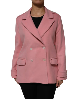 Blazer chaqueta rosa de lana de doble botonadura