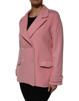 Rosa Woll-Zweireiher-Blazerjacke