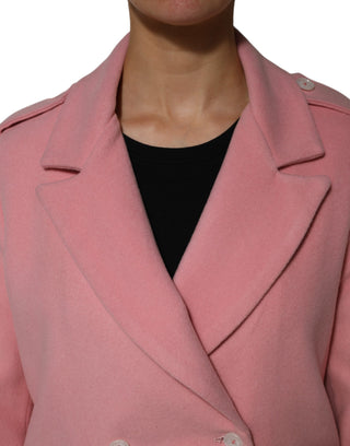 Rosa Woll-Zweireiher-Blazerjacke