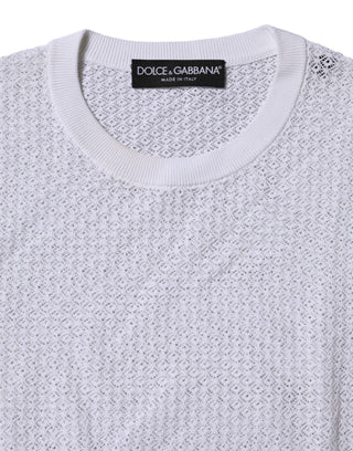 White Round Neck Long Sleeves Pullover Top
