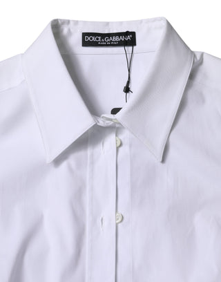 White Cotton Collared Long Sleeves Shirt Top