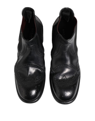 Schwarze Leder-Stiefeletten zum Hineinschlüpfen