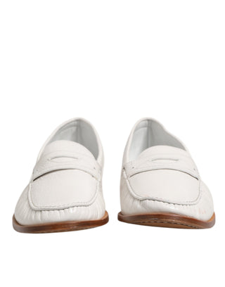 Weiße Leder Loafer Mokassins Slipper