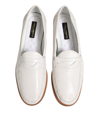 Weiße Leder Loafer Mokassins Slipper