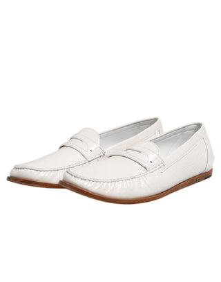 Weiße Leder Loafer Mokassins Slipper