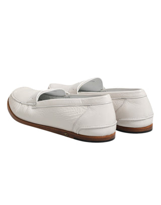 Weiße Leder Loafer Mokassins Slipper
