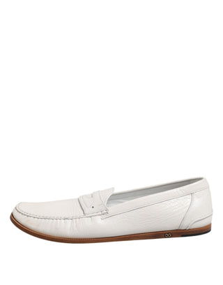 Weiße Leder Loafer Mokassins Slipper