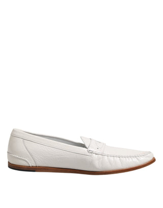 Weiße Leder Loafer Mokassins Slipper