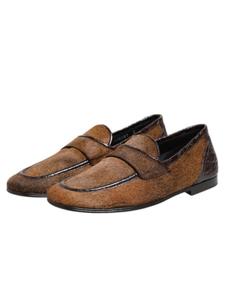 Braune Slipper aus Leder zum Hineinschlüpfen für Herren