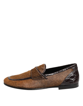 Braune Slipper aus Leder zum Hineinschlüpfen für Herren