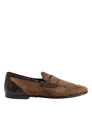 Braune Slipper aus Leder zum Hineinschlüpfen für Herren