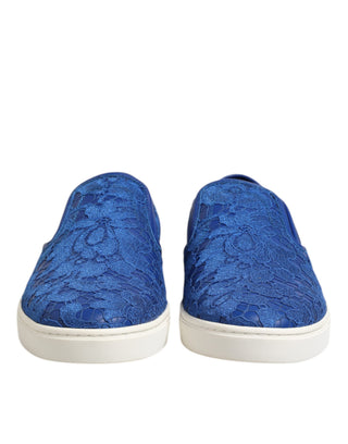 Blaue Leder-Slipper mit Schnürsenkeln