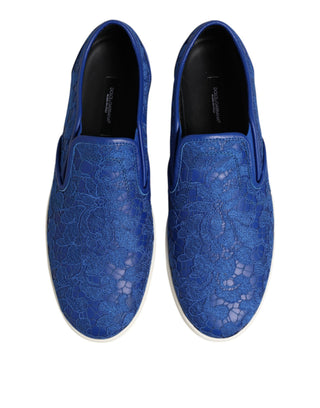 Blaue Leder-Slipper mit Schnürsenkeln